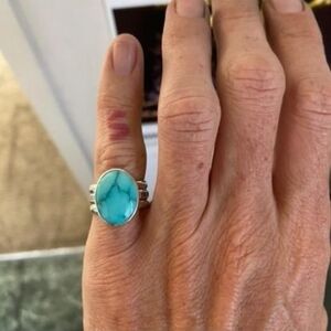 Lone Mountain Turquoise and Sterling Silver Women's Triple Band